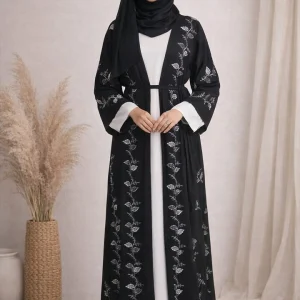 Amal | Black Dubai Cey Fabric Abaya