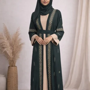 Amal | Green Dubai Cey Fabric Abaya