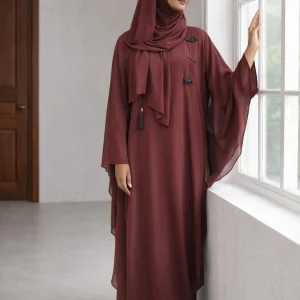Parisa-Double Layer Chiffon Fabric Abaya